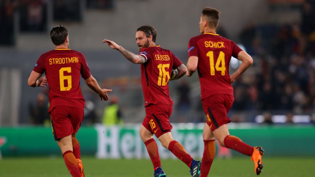 daniele de rossi scores in Roma's miracle score against Barcelona
