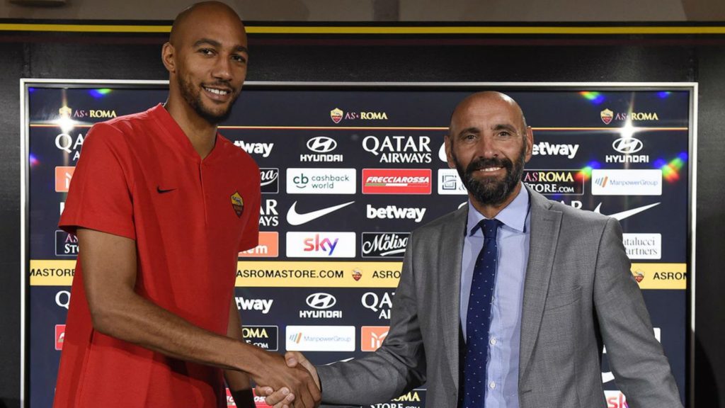 Steven N'Zonzi and AS Roma director Monchi. AS Roma signed N'Zonzi after the failure to sign malcom
