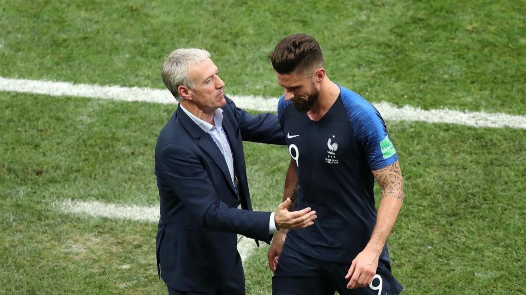 didier deschamps and olivier giroud - the tstriker becomes France's fourth greatest scorer