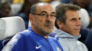 Maurizio Sarri, manager of Chelsea, looking to bring the team in fourth place in the Premier League, and into the Champpions League for next season