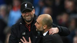 Pep Guardiola and Jurgen Klopp, the managers of Liverpool and Manchester City, the favorites to winning the Premier League
