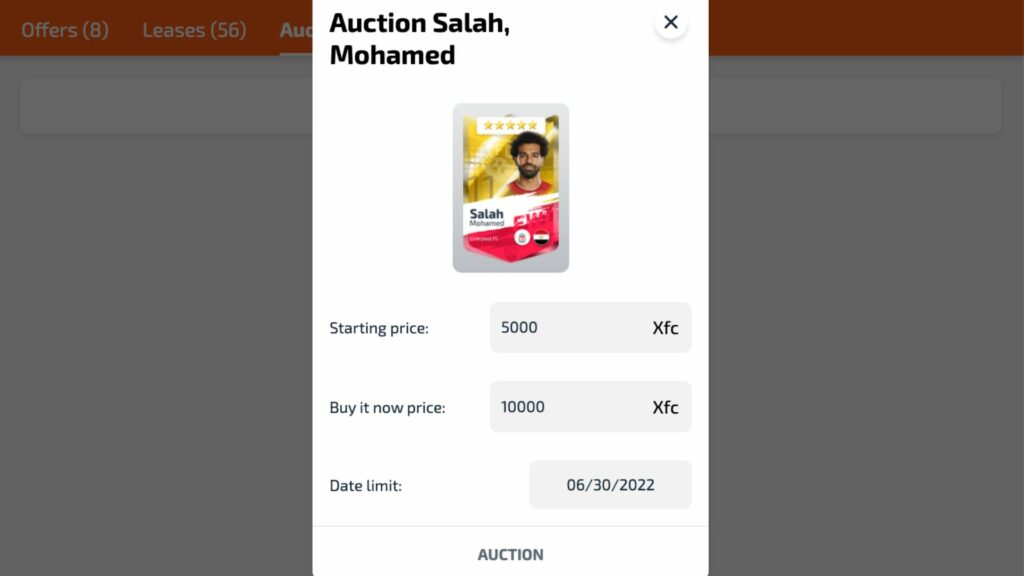 Mohamed Salah player auction